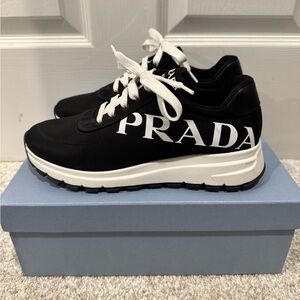 ✨ NIB Authentic Prada Black Logo Low-Top Sneakers | Size 37